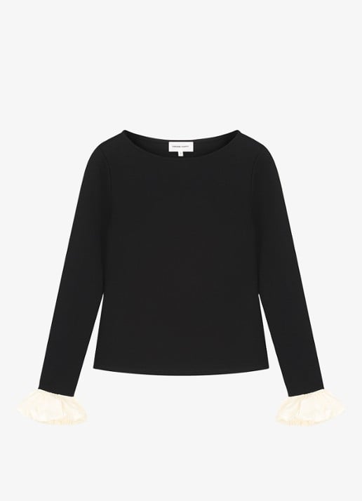 Fabienne Chapot Pop top met boothals  - voorkant 4 zwart