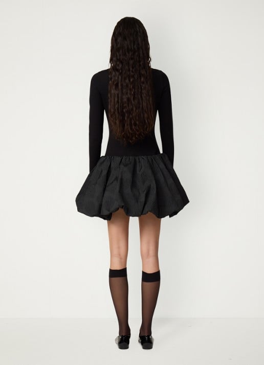 Fabienne Chapot Popina mini jurk met jacquard dessin - achterkant 5 zwart