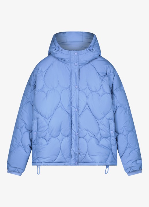Fabienne Chapot Prisca puffer met capuchon en steekzakken  - voorkant 2 blauw