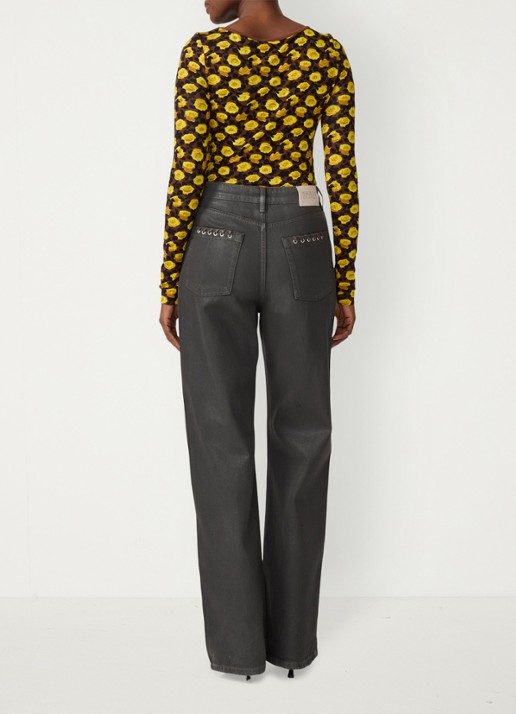 Fabienne Chapot Roe top met bloemenprint - achterkant 3 geel