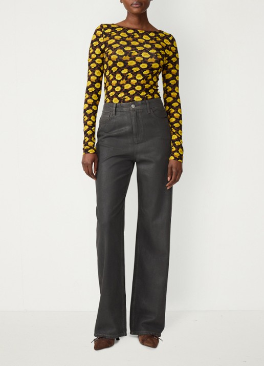 Fabienne Chapot Roe top met bloemenprint - voorkant 2 geel