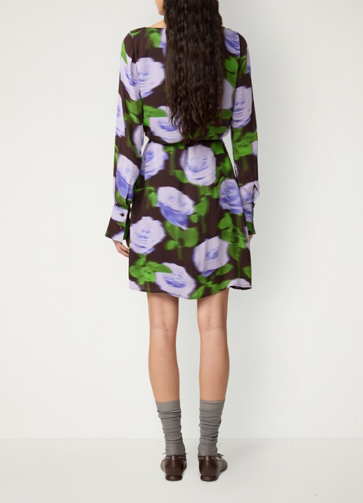 Fabienne Chapot Rosa midi tuniekjurk met bloemprint - achterkant 3 paars