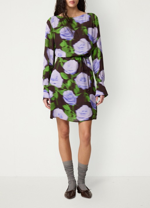 Fabienne Chapot Rosa midi tuniekjurk met bloemprint - voorkant 5 paars