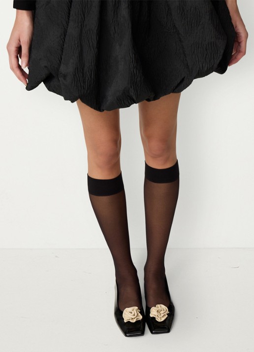 Fabienne Chapot Rose ballerina van leer - voorkant 3 zwart