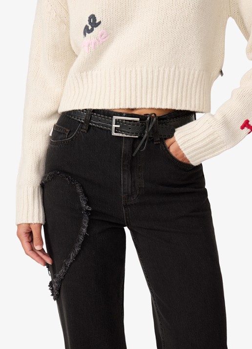 Fabienne Chapot Sailen Lace-up riem van leer - voorkant 2 zwart