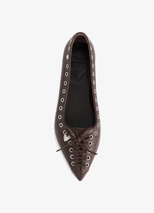 Fabienne Chapot Sailor ballerina van leer - achterkant 2 chocoladebruin