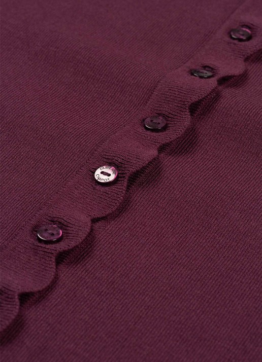 Fabienne Chapot Scarlett fijngebreid vest met ronde hals - detail 4 bordeauxrood