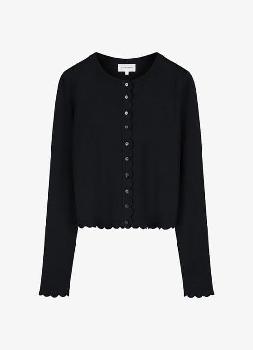 Fabienne Chapot Scarlett fijngebreid vest  - voorkant 4 zwart