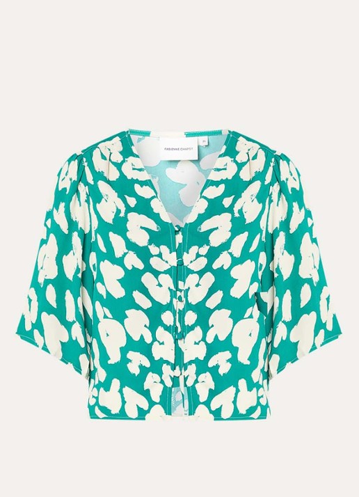 Fabienne Chapot Starlet blouse met print - voorkant 3 groen