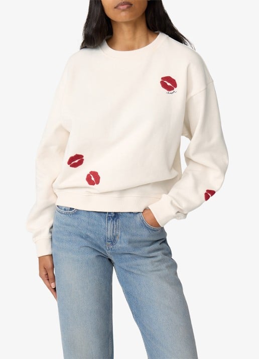 Fabienne Chapot Terry Kiss sweater met borduring - detail gebroken wit