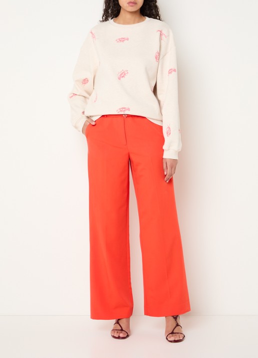 Fabienne Chapot Terry sweater met borduring - voorkant 3 beige