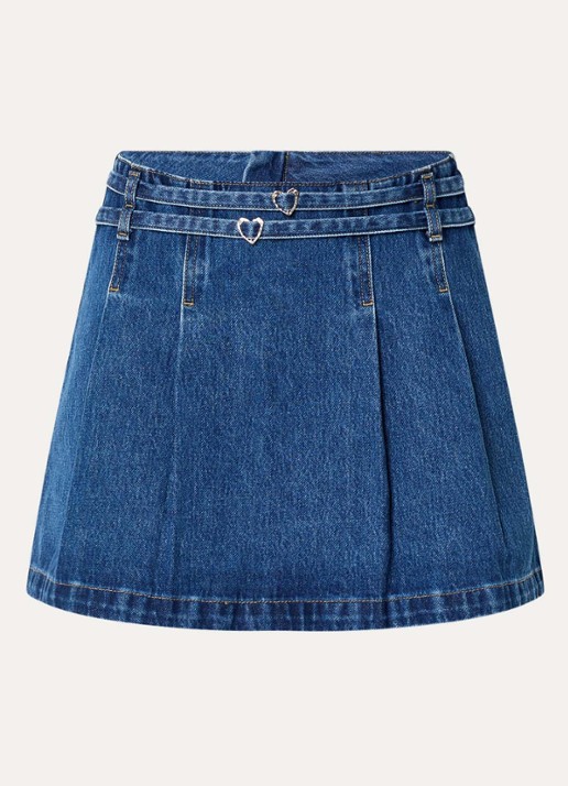 Fabienne Chapot Tessie mini spijkerrok met plooien - voorkant 3 indigo