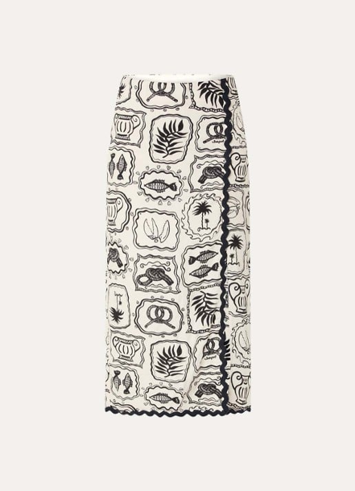 Fabienne Chapot Tila midi rok met print - voorkant zwart
