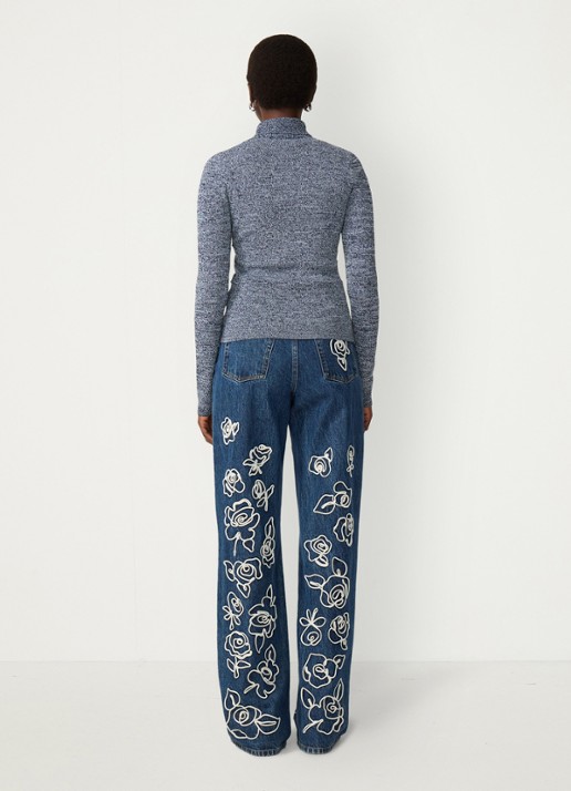 Fabienne Chapot Tilda fijngebreid vest met kraag - achterkant 5 donkerblauw