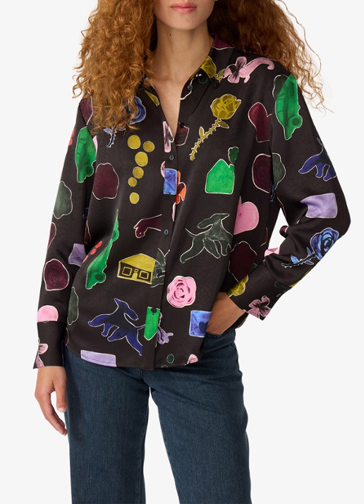 Fabienne Chapot Tony blouse van satijn met print