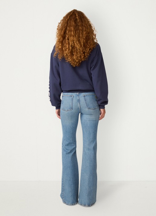 Fabienne Chapot Vic high waist bootcut jeans met steekzakken - achterkant indigo