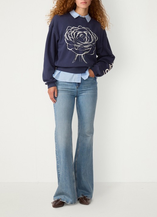 Fabienne Chapot Vic high waist bootcut jeans met steekzakken - voorkant 5 indigo