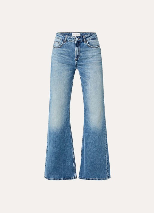 Fabienne Chapot Vic high waist flared jeans met medium wassing - voorkant 2 indigo