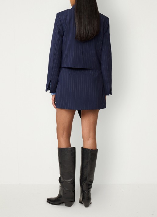 Fabienne Chapot Vito blazer met krijtstreep - achterkant donkerblauw