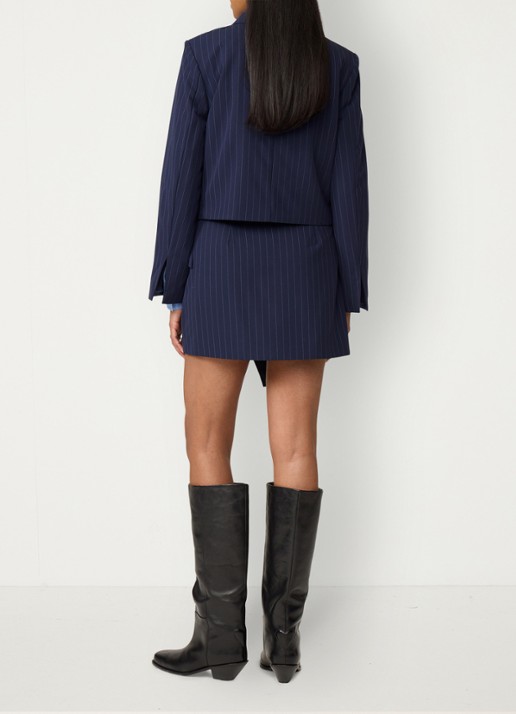 Fabienne Chapot Vito blazer met krijtstreep - achterkant 2 donkerblauw