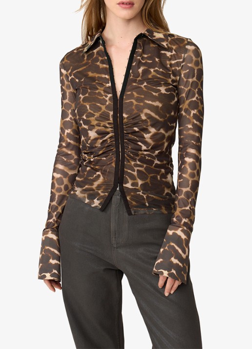 Fabienne Chapot Yanna semi transparante blouse met dierenprint