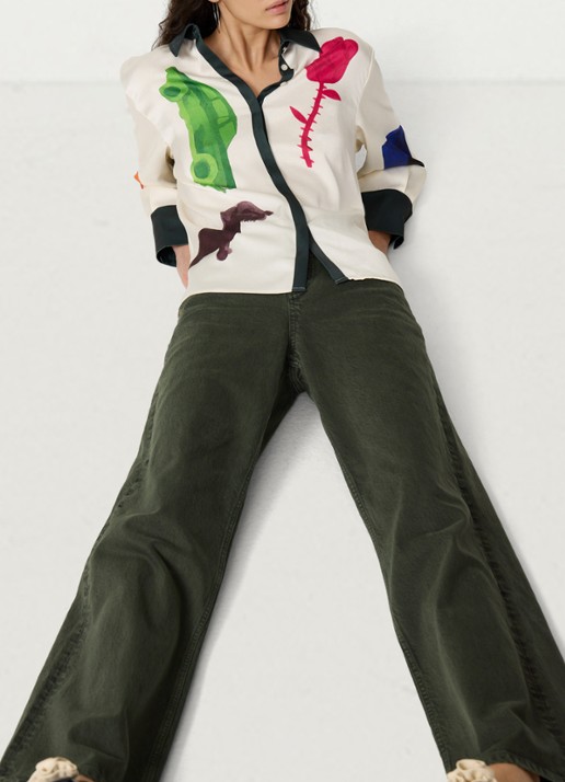 Fabienne Chapot Zoe high waist boyfriend jeans met strikceintuur - detail 2 donkergroen