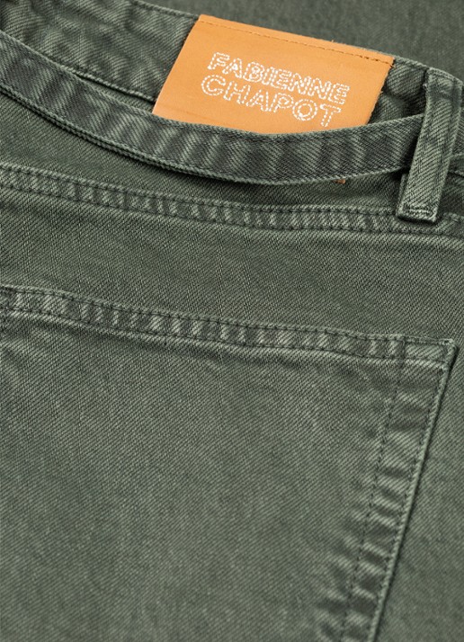 Fabienne Chapot Zoe high waist boyfriend jeans met strikceintuur - detail 3 donkergroen