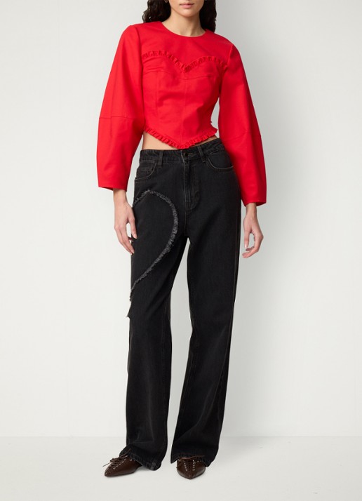 Fabienne Chapot Zoe high waist boyfriend jeans - voorkant 2 donkergrijs