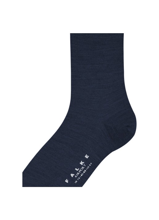 Falke Airport kniekousen in scheerwolblend - detail 6 donkerblauw