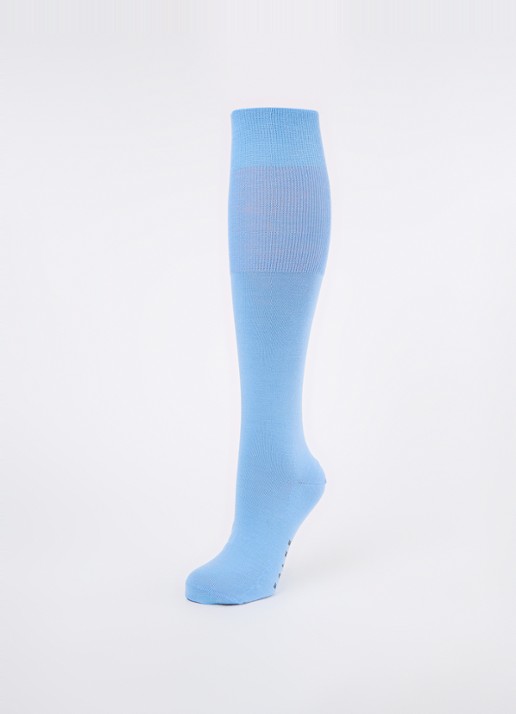 Falke Airport kniekousen in wolblend  - detail blauwgrijs