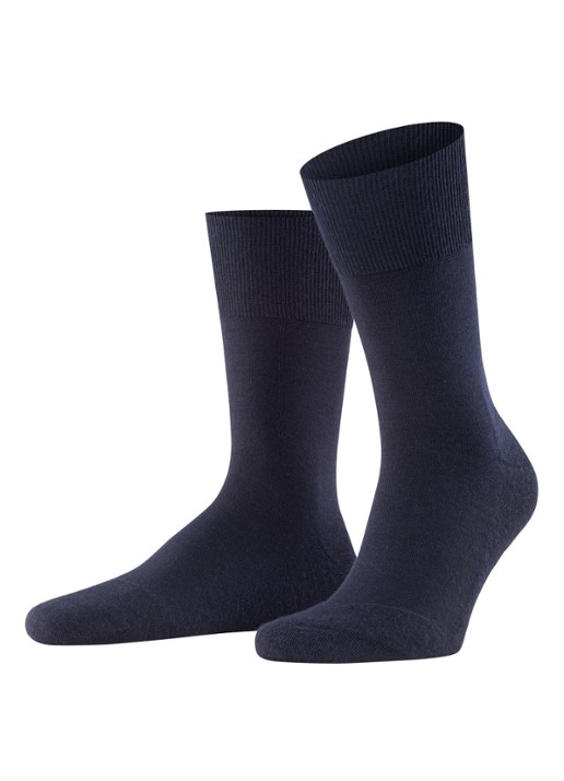 Falke Airport Plus sokken in scheerwolblend - voorkant donkerblauw