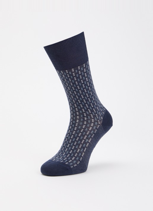 Falke Airport sokken in scheerwolblend - detail blauw