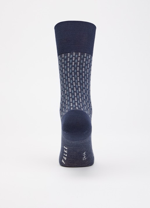 Falke Airport sokken in scheerwolblend - voorkant 3 blauw