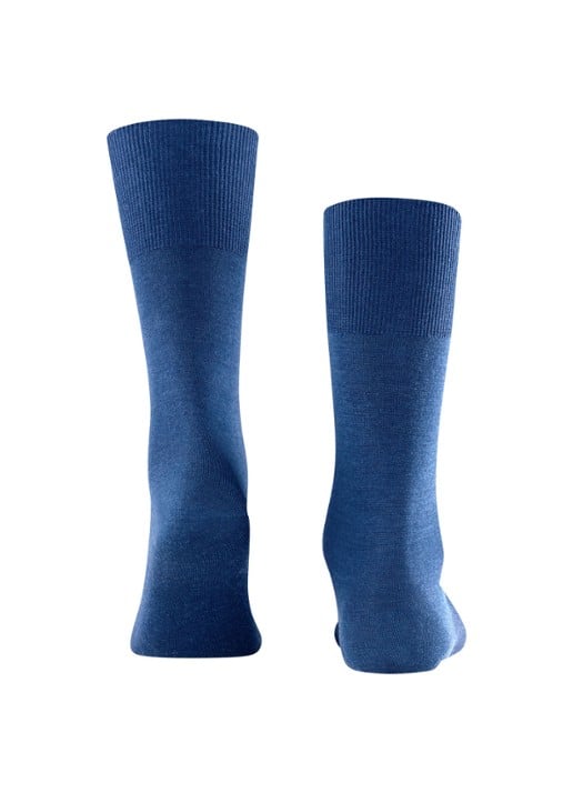 Falke Airport sokken in scheerwolblend - detail 3 middenblauw