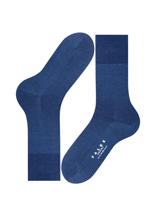 Falke Airport sokken in scheerwolblend - detail 4 middenblauw