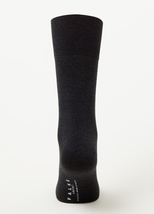 Falke Airport sokken in wolblend in 3-pack - voorkant 3 antraciet