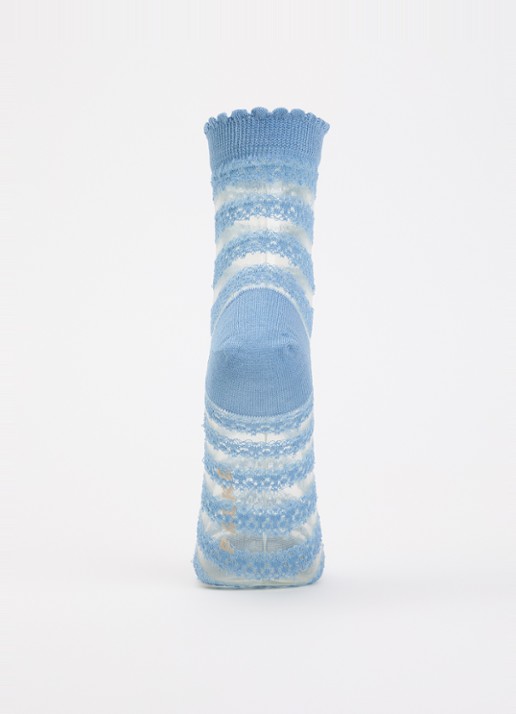 Falke Border Lace sokken in katoenblend - voorkant 3 blauw