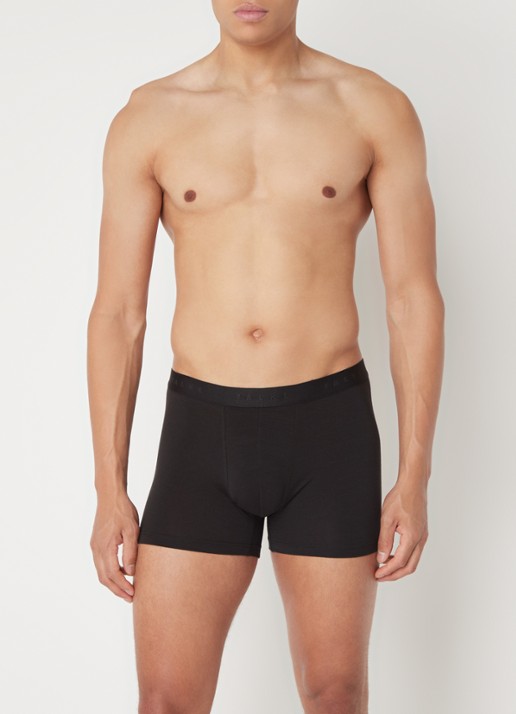 Falke Boxershort in wolblend met logoband - voorkant 3 zwart