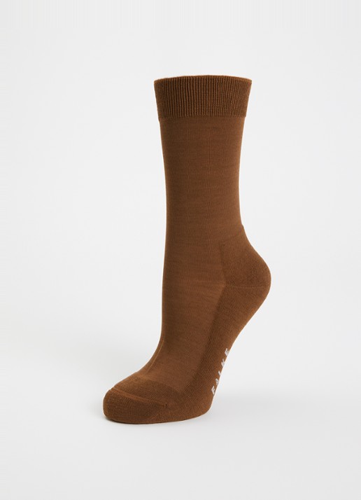 Falke Clima Cool sokken in wolblend  - detail roestbruin