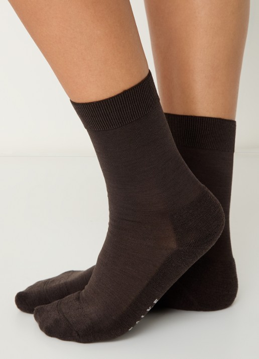 Falke Climawool sokken in scheerwolblend - voorkant 3 donkerbruin