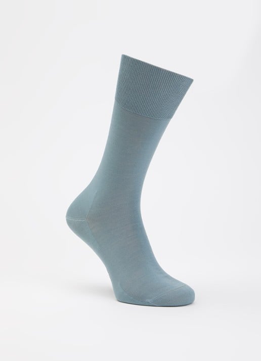 Falke Climawool sokken in scheerwolblend - voorkant staalblauw