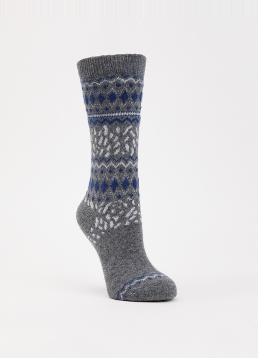 Falke Cosy Wool sokken in kasjmierblend - voorkant blauwgrijs