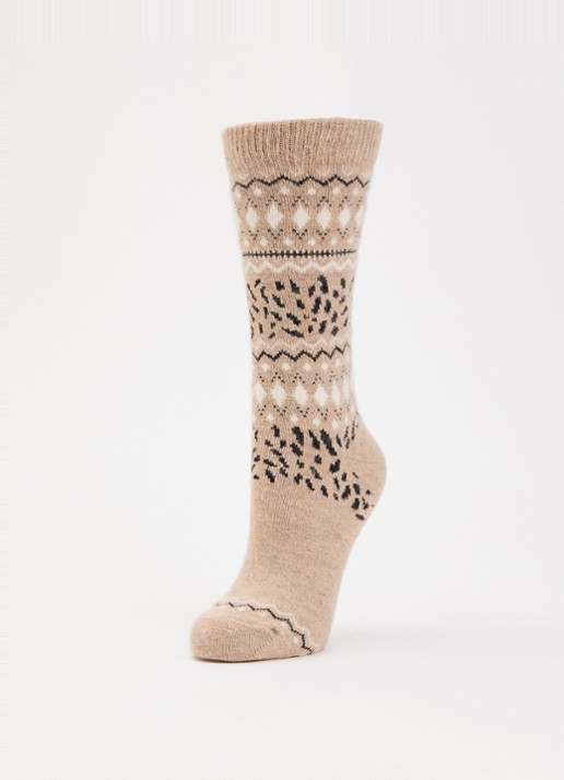 Falke Cosy Wool sokken in kasjmierblend - detail 3 beige