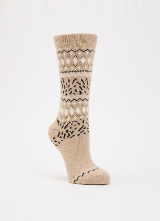 Falke Cosy Wool sokken in kasjmierblend - voorkant beige