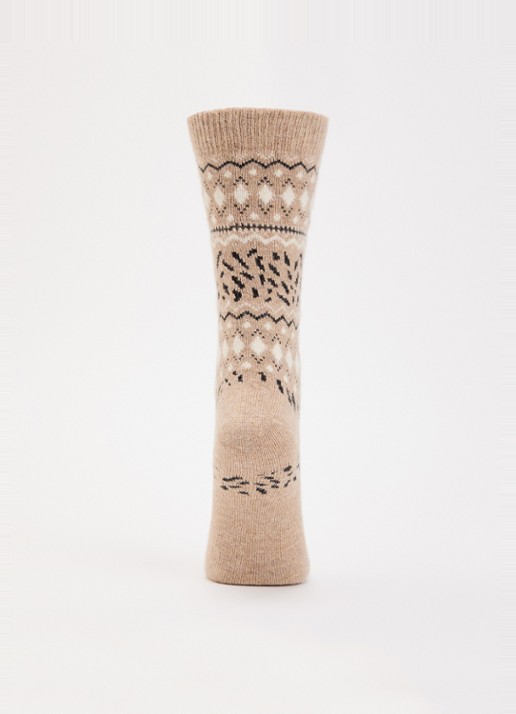 Falke Cosy Wool sokken in kasjmierblend - voorkant 2 beige
