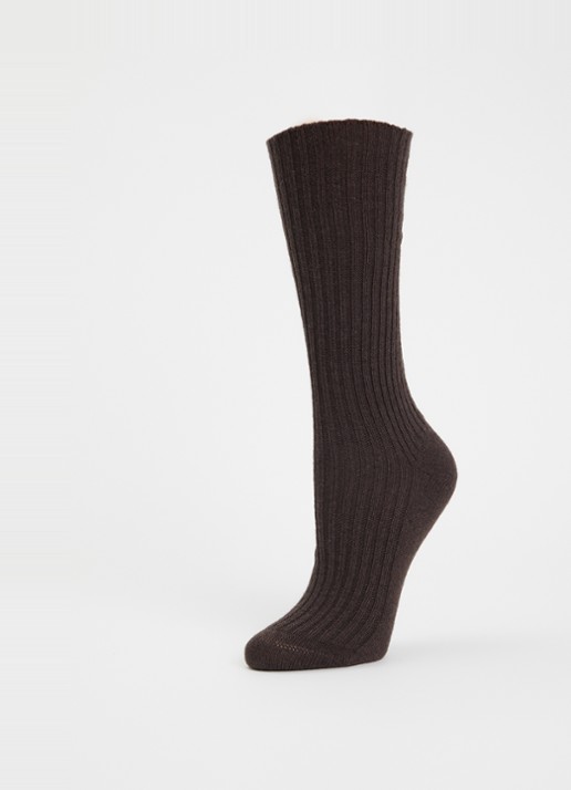 Falke Cosy Wool sokken in kasjmierblend - detail donkerbruin
