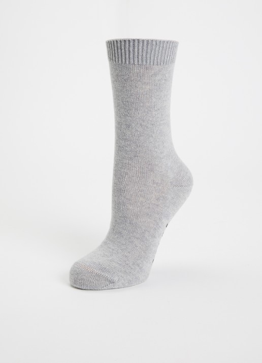 Falke Cosy Wool sokken in kasjmierblend - detail lichtgrijs