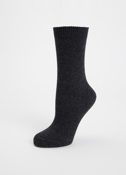 Falke Cosy Wool sokken in kasjmierblend - detail antraciet