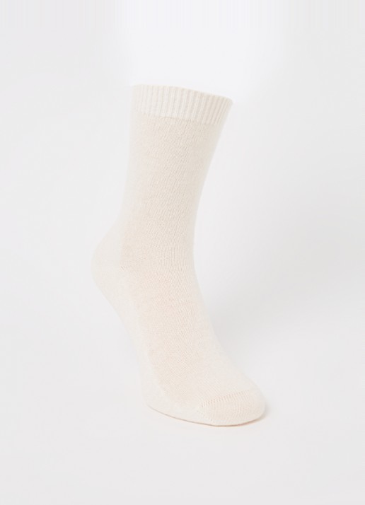 Falke Cosy Wool sokken in kasjmierblend - voorkant gebroken wit
