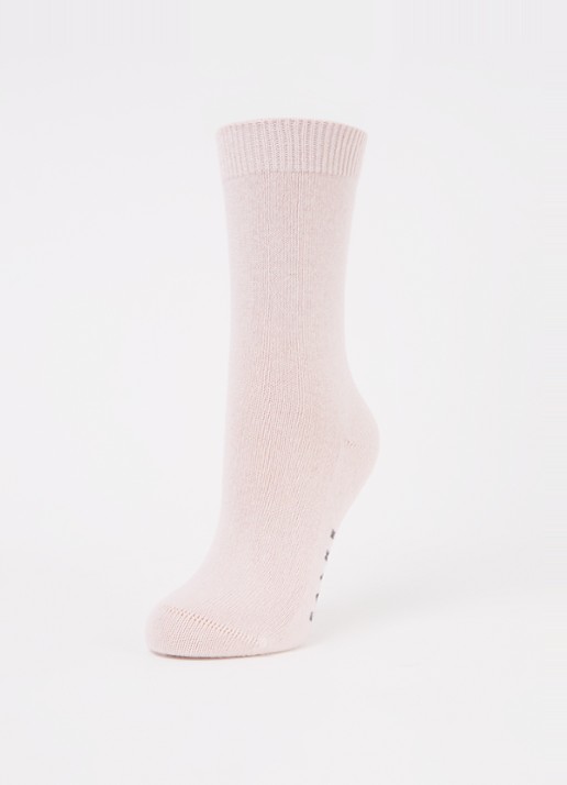 Falke Cosy Wool sokken in kasjmierblend - detail lichtroze